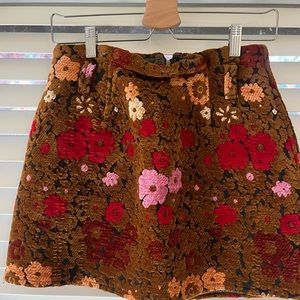 Urban Outfitters floral brown pleated skirt